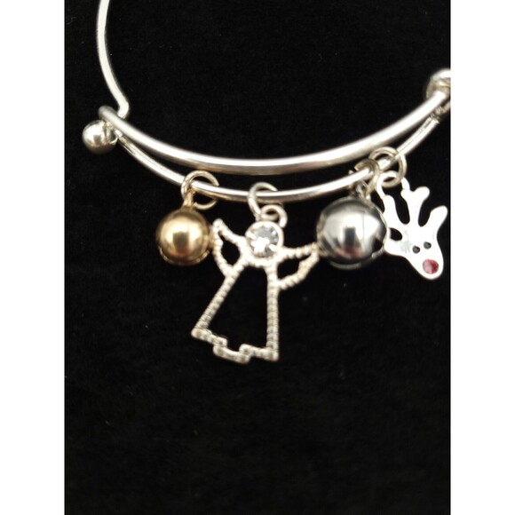 Christmas Holiday Expandable Charm Bracelet Angel Bells Reindeer - Picture 5 of 6